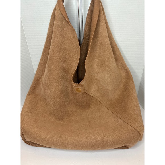 Shiraleah Tan Vegan Leather Reversible Hobo Bag Slouchy Tote Camel Brown - Picture 5 of 6